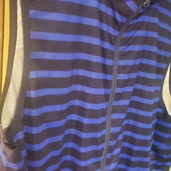 Ralph Lauren RLX Blue / Black Striped Stretch Tech Full Zip Vest Sz Med - Picture 6 of 9